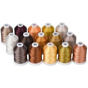 Borduurzijde borduurmachine draden 15 opties 15 kleuren set polyester 40WT 120D draad voor borduurmachine naaimachine. kruissteek draad (kleur: bruin)