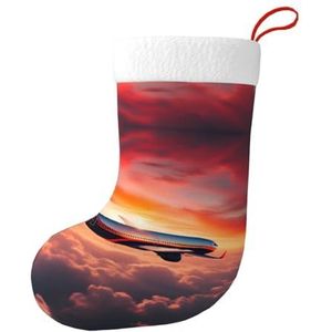 MGGAklp Vliegtuig Zonsondergangen Sky Print Kerst Kousen Snoep Zakken Voor Familie Vakantie Party Kerstboom Decor