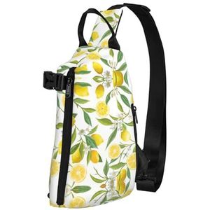 EdWal Regenboog Rose Bloem Print Sling Bag Wandelen Dagrugzak Crossbody Schouder Borst Outdoor Reizen Rugzak Voor Vrouwen Mannen, Verse tropische citroenen, Eén maat