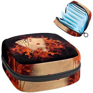 Opbergtas voor maandverband Pads, Menstruatie Cup Pouch, Periode Bag Organizer voor vrouwelijke Pads Tampons, Speelkaarten in brand