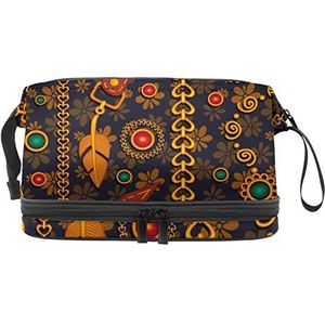 Multifunctionele Opslagreis Kosmetische Zak met Handvat,Gouden Sieraden,Grote Capaciteitsreis Kosme, Meerkleurig, 27x15x14 cm/10.6x5.9x5.5 in