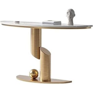 Consoletafel, Moderne smalle consoletafel met imitatiemarmeren blad for de hal tafel(Gold,M)