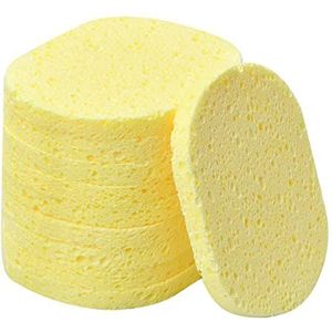 10 stuks gezichtsreinigingssponzen, cosmetica, natuurlijke cellulosespons, herbruikbaar, gezichtsreinigingssponzen voor peeling, spa, niet irriterend (geel)