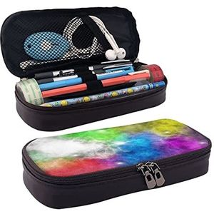 Grote capaciteit lederen etui honkbal patroon softbal bal sport ontwerp briefpapier potlood tas make-up zakje draagbare kantoor briefpapier tas voor tieners meisjes volwassenen, Kleurrijke wolk, Leather pencil case, Schoonheid Case