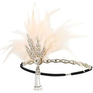 Veer Hoofdband Hoofdband 1920s Headpiece Feather Headband Great Gatsby Hoofdtooi Vintage Bridal Evening Party Kostuum Jurk Accessoires Carnaval Veer Hoofdband (Size : B)