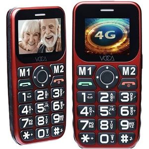 VOCA 4G Big Button telefoon voor senioren | 4G LTE ontgrendeld | versterkt volume | SOS-knop | Nederlandse | snelle oproep | groot nummer op het display | grote knop | lange looptijd | V141 (rood)