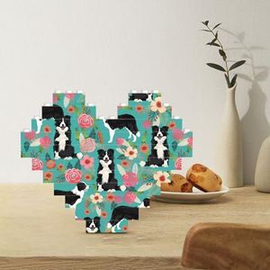 Bouwsteenpuzzel hartvormige bouwstenen border collie bloemen puzzels blokpuzzel voor volwassenen 3D micro bouwstenen voor huisdecoratie stenen set