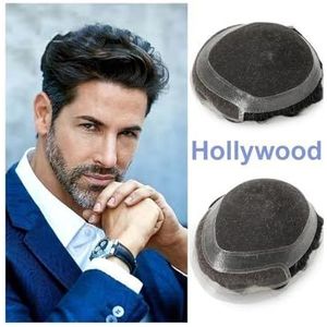 Realistische, natuurlijke look herenpruik van echt Prothesepruik for heren, Zwitsers kant met toupetje, Vervangingssysteem for menselijke haarprothesen,voor elke dag, cosplay en meer(Lightest Brown,8