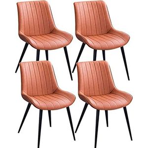 GEIRONV Faux PU lederen stoelen set van 4, met zwarte metalen poten for keuken slaapkamer woonkamer eetkamerstoelen moderne halverwege de eeuw bijzetstoelen Eetstoelen ( Color : Orange , Size : 81*40*
