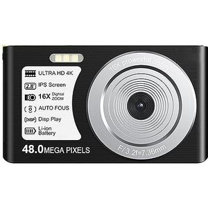 Time Lapse Video-opname 48MP Digitale Photgraphic Camera's For Kinderen Autofocus 4K UHD Outdoor Compacte Camcorder Heldere Gedetailleerde Beelden(64G SD Card,Black)