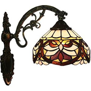 Barokke Stijl Tiffany Wall Lamp, 8 -Inch Visserij Hart -Gevormde Glas In Lood Wandlamp, Ambachtelijke Decoratie Voor Trappen, Badkamer, Slaapkamer, Bar, Gang