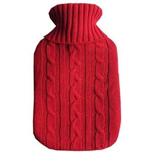 Warmwaterkruik 2 stuks grote 2L warmwaterkruikzak warm imitatiebont fleece gebreide hoes voor thuis dagelijkse accessoires warm water zak (rood)