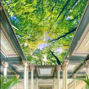 YOZYOOOZ Plafond Bamboe Bos Groen Bos Boom 3D Behang Grote Aangepaste Muurschildering voor Slaapkamer Woonkamer Modern Kunstbehang