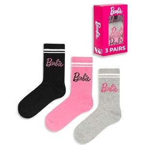 Barbie Sokken 3 Pack Dames Dames Roze Grijs Zwarte Doll Kleding