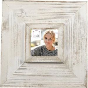 HAES DECO - Fotolijst 9x9 - Shabby Chic - kleur Wit, formaat 25x2x25 cm, voor foto 9x9 cm