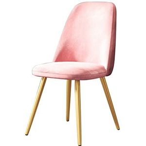 GEIRONV 1 stks eetkamer stoel, moderne flanel met metalen poten keuken stoelen thuis woonkamer lounge teller stoelen Eetstoelen (Color : Pink)