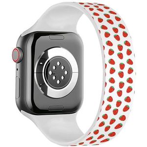 Solo Loop Band Compatibel met All Series Apple Watch 42/44/45/49mm (Rode Aardbei Seizoen Fruit Textuur) Elastische Siliconen Band Strap Accessoire, Siliconen, Geen edelsteen