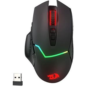 Redragon M690 PRO draadloze gamingmuis, 8000 DPI bedrade/draadloze gamermuis met snelle vuursleutel, 8 macroknoppen, ergonomisch ontwerp voor pc/Mac/laptop, zwart