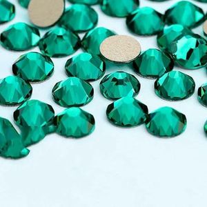 2088 DIY kristal nageldecoraties zonder hotfix, 8 grote en 8 kleine strass steentjes, platte achterkant, plaknagels voor nagelkunst, groene zirkoon, SS10-1440 stuks