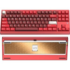 WOBKEY Crush 80 Reboot CNC aluminium 5-seconden snelsluiting, drievoudige verbindingsmodi, mechanisch toetsenbord met uitstekende akoestiek (Pro Red)