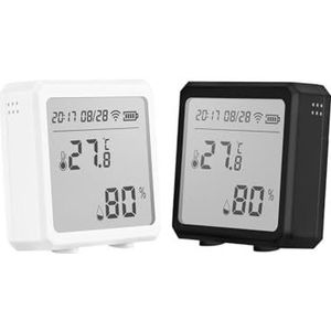 Temperatuur-vochtigheidssensor Slimme Thermometer Hygrometer Met LCD-scherm Nauwkeurige Monitor(White 1 pc Black 1 pc)