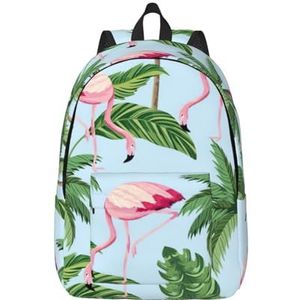 YJxoZH Gouden Lippen Print Canvas Rugzak Voor Vrouwen Reizen Rugzak Voor Mannen College Boekentas Casual Laptop Dagrugzak, Tropische Flamingo's, S