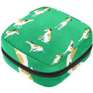 Maandverband Opbergtas, Vrouwelijke Product Pouches Draagbare Periode Kit Tas voor Meisjes Vrouwen Dames Whippet, Meerkleurig, 4.7x6.6x6.6 in/12x17x17 cm