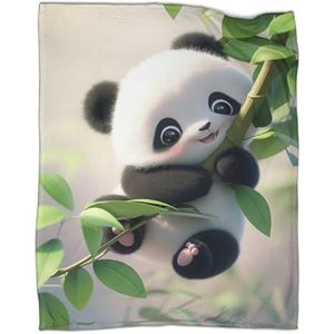 Euxclxcl Leuke panda-sprei, 3D-bedrukte deken met dierenkunst, beddengoed, zacht, gezellig, lichtgewicht, pluizig, pluche, cadeaus voor kinderen, tieners, volwassenen voor jongens en meisjes, alle