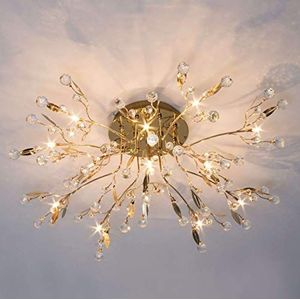 Kosilum G4 Plafondlamp, kristal, goudkleurig, 85 cm, warmwitte verlichting voor woonkamer, slaapkamer, keuken, hal, IP20