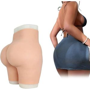 Adima Realistische siliconen vagina slipje, heupen verbeteraar verbergen gaff boxer slips, nep billen lifter broek voor transgender,Bruin,basics