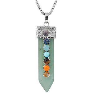 Gem Stone Sword Taper Hanger Ketting Sliver Color Healing 7 Chakra Crystal Pendulum Reiki Sieraden-Groen Aventurijn