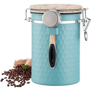 LINGJIONG Koffieblikje, luchtdicht, koffiebonen, container, roestvrij staal, vacuüm doos, voorraaddoos voor het bewaren van koffiebonen, poeder, thee, noten, cacao, 1800 l