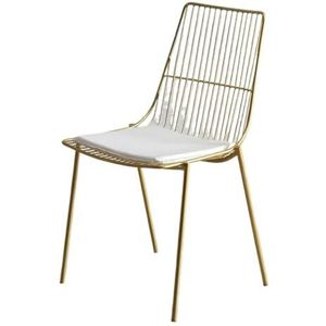 Eetkamerstoelen, Nordic Light Luxe Eetkamerstoelen - Witte PU-lederen zitting en goudkleurig metalen frame, Vrije tijd eetkamerstoelen Barkruk for woonkamer/keuken/ijdelheid, Zithoogte: 43 cm