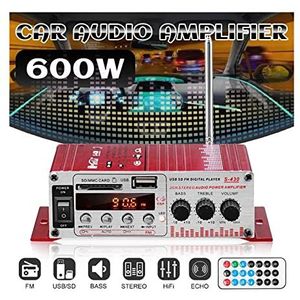 Audioversterker, S430 600W 2.0CH Auto Hifi Geluidsversterker Lcd Display Power Amplificador Radio Auto Home Karaoke Speaker FM USB SD(12V Adapter for home)