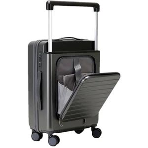 Suwequest Trolley Case voor Universele Wielen Reizen Koffer Rolling Bagage Case Achteropening Brede Bar Lichtgewicht Bagage Valises, Donkergrijs, 24 inch