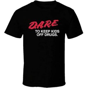 Dare Keep Kids Off Drugs Anti Drug Retro T Shirt Men's Fashion Crew Neck Short Sleeves Cotton s ClothingBlack Black S