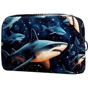 Starry Shark Stay Organized On-The-Go, Rits Pouch Make-Up Bag, Perfecte Travel Toiletry Organizer voor Vrouwen en Meisjes, Veelkleurig #05, 18.5x7.5x13cm/7.3x3x5.1in, Modieus