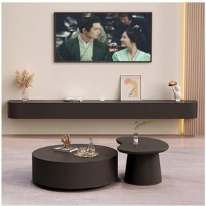 Zwevende Tv-kast, Tv-meubel Met Lade, Staande Of Hangende Tv-kast, Moderne Entertainment-mediaconsole, Grote Opberg-tv-bank, Zwevende Planken(Black,300x24x20cm)