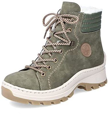 Rieker - Veterlaarsjes - Groen - Effen - Met Plateau - Blokhak