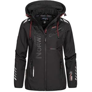 Geographical Norway REINE LADY - Softshelljas voor dames, waterdicht - outdoorjas met capuchon - winddicht - winterproof - geschikt voor outdooractiviteiten - zwart - XL