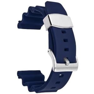 22mm Fit for Seiko Prospex SKX007 Tonijn Sumo Schildpad Metalen Ring Rubber Horlogeband Duiken Sport Siliconen Vervanging Horloge armband (Color : Blue-silver buckle, Size : 22mm)