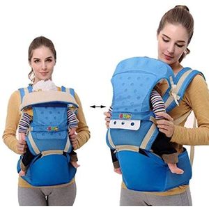 Baby Carrier Ergonomisch met Heup Seat Child Carrier Rugzak en opvouwbare paneel voor peuterbaby Sling Wrap Pasgeboren, ademende en zachte baby warp voor het hele seizoen (kleur: blauw)