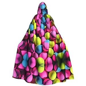 FRESQA Felroze tennisballen feestdecoratie mantel,Cape met capuchon voor volwassenen,Ultieme heksenmantel voor Halloween-bijeenkomsten