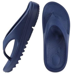 AHUFGN Sandalen Unisex Zachte Wolk Slippers Platform Flip Flops Vrouwen Zomer Strand Sandalen Met Boog Ondersteuning Antislip Badkamer Slides, Marineblauw B, 44(26.5cm)