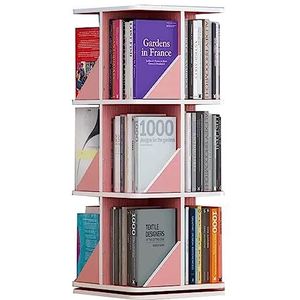 Staande boekenkast 360 ° draaibare Boekenplank 2/3/4 Tier Staande Boekenkast Roze Vloer Boekenrek Boekenplank Organizer Multilayer Plank perfecte weergave