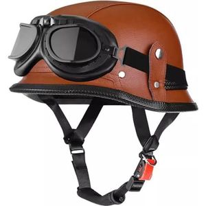 Duitse Stijl Motorfiets Halve Helm, Vintage DOT/ECE Goedgekeurde Open Gezicht Motorfiets Helm Met Verstelbare Snelsluiting Retro Scooter Crash Helm Voor Volwassen Mannen En Vrouwen 1,L