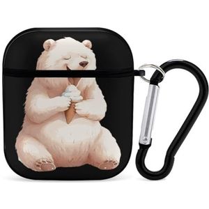 Polar Bear Ice-Cream Leuke Case voor AirPods 2&1 Schokbestendige Beschermende Hoofdtelefoon Gevallen Cover Met Sleutelhanger voor Mannen Vrouwen