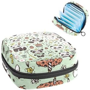 Opbergtas voor maandverband, maandverband, menstruatiecup zakje, menstruatiezakorganizer voor vrouwelijke pads, tampons, panda-verjaardag