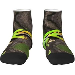 Groene gekko's print veelzijdige sportsokken voor casual en sportkleding, geweldige pasvorm voor voetmaten 36-45, Groene gekko's, Eén Maat