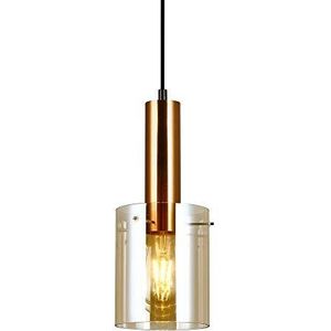 Italux Sardo - Moderne hangende hanglamp messing 1 licht met amber kap, E27